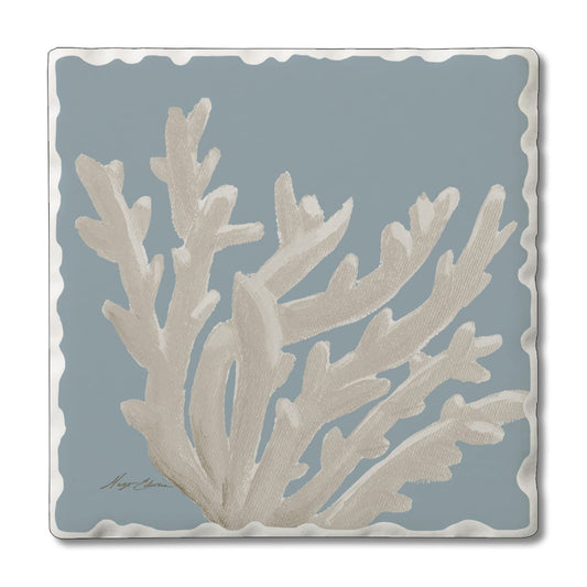 Thirstystone Coral Reefs Single Tumbled Tile Stone Coaster with Protective Cork Backing Manufactured in The USA 4" Square, Colorful, Artistiic, Easily Wipes Clean
