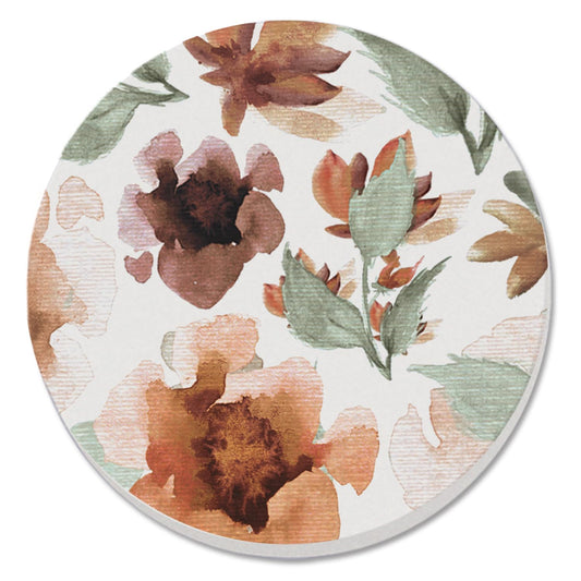 Thirstystone Watercolor Floral Round Absorbent Stone Coaster with Protective Cork Backing Manufactured in The USA 4" Diameter