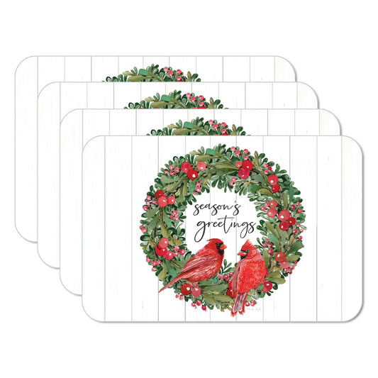 CounterArt Country Christmas 4 Pack Reversible Easy Care Placemats Made in the USA
