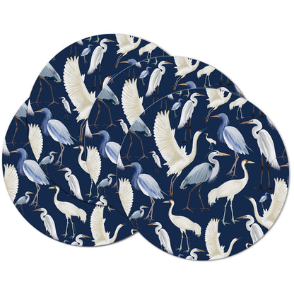 CounterArt Beachy Birds 4 Pack Round Reversible Easy Care Placemats Made in the USA