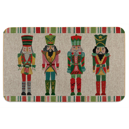 Counterart Nutcracker Holidays Indoor/Outdoor Natural Linen Look Floor Mat with Recycled Rubber Back Manufactured in The USA 29.5” x 17.75”
