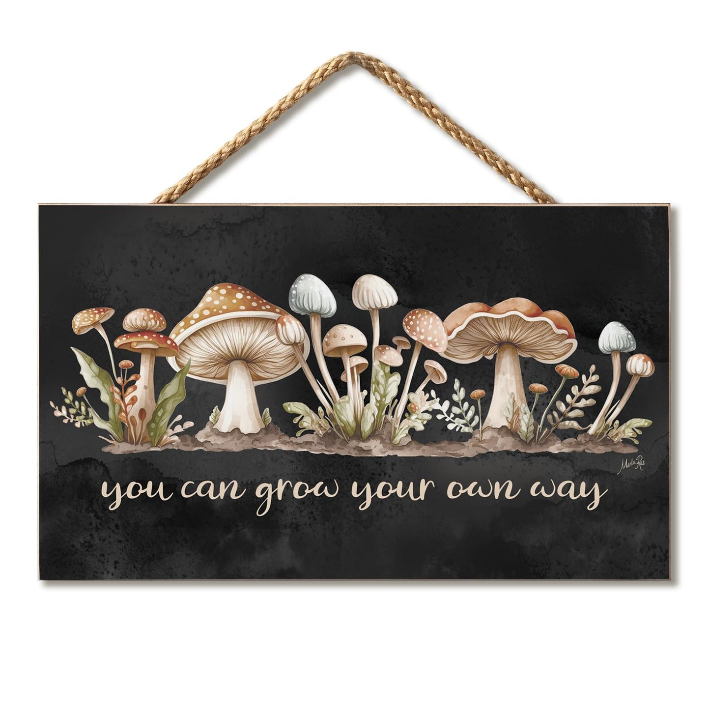 Highland Home Grow Your Own Way Decorative Hanging Wood Sign 9.5” by 5.75” Made in the USA Features Braided Rope Hanger