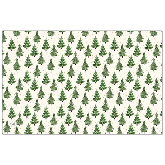 CounterArt Christmas Trees 24 Premium Paper Placemats in Resealable Storage Bag Made in The USA