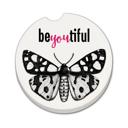 Thirstystone BeYouTiful Single Absorbent Stone Coaster for Vehicle Cup Holder 2.6” Diameter Manufactured in The USA
