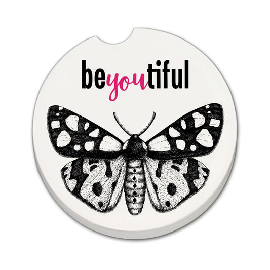 Thirstystone BeYouTiful Single Absorbent Stone Coaster for Vehicle Cup Holder 2.6” Diameter Manufactured in The USA