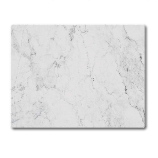 CounterArt White Marble Design 3mm Tempered Glass Cutting Board 10” x 8” Manufactured in the USA
