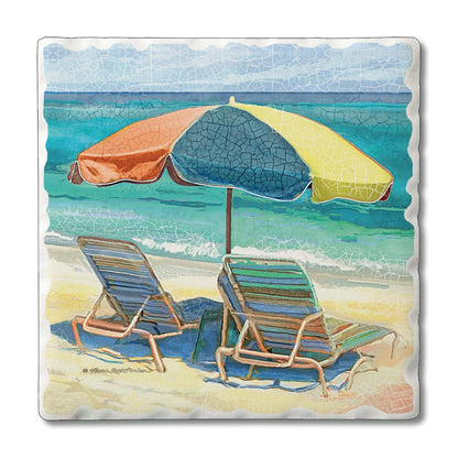 Thirstystone Umbrella Days 4 Pack Tumbled Tile Stone Coasters 4" Square Manufactured in the USA