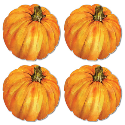 CounterArt 4 Pack Pumpkin Shaped Reversible Easy Care Placemats Made in the USA