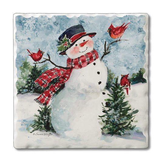 Thirstystone Snowman Friends Single Tumbled Tile Coaster Manufactured in The USA Decorative, Stylish, Create Your Own Collection