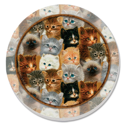 Thirstystone Kittens 4 Pack Round Absorbent Stone Coasters 4" Diameter Manufactured in the USA