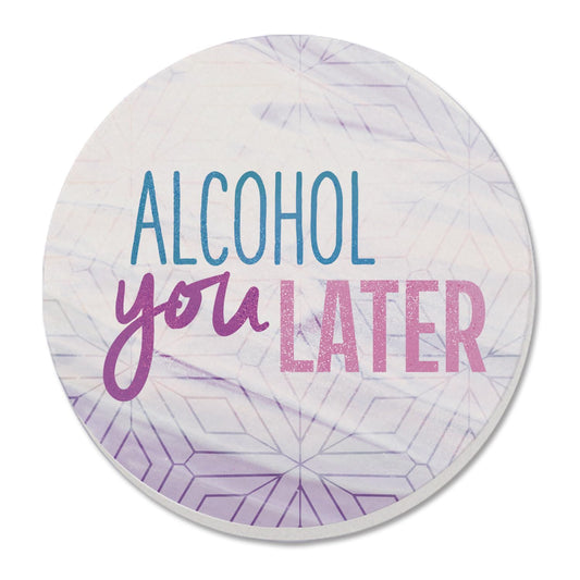 Thirstystone Alcohol Later Single Round Absorbent Stone Coaster with Protective Cork Backing Manufactured in The USA 4" Diameter