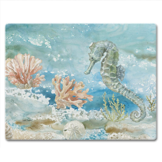 CounterArt Seahorse 3mm Tempered Glass Cutting Board 10” x 8” Manufactured in the USA