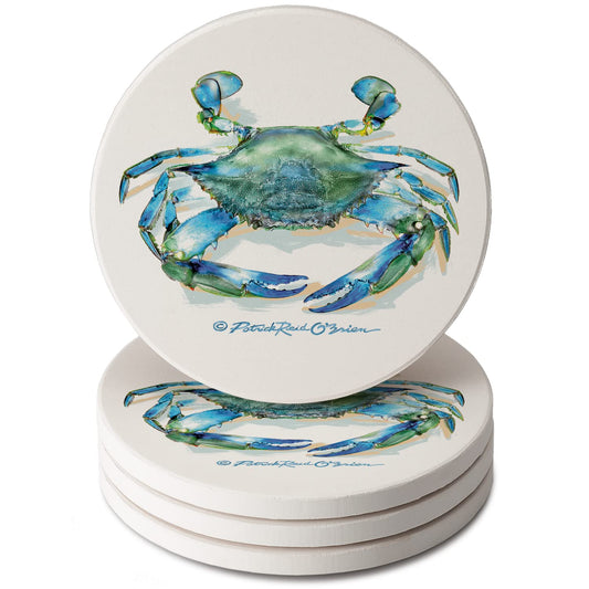 Thirstystone Teal Crab 4-Pack Round Absorbent Stone Coasters 4" Diameter