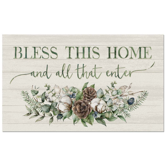 Counterart Bless This Home Winter Indoor/Outdoor Entryway Mat Made in the USA 29.5" by 17.75"
