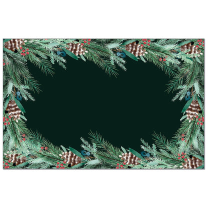 CounterArt Green Garland 24 Premium Paper Placemats in Resealable Storage Bag Made in The USA
