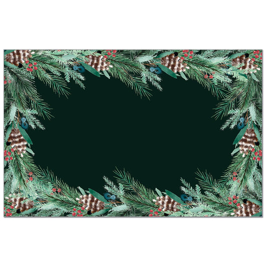CounterArt Green Garland 24 Premium Paper Placemats in Resealable Storage Bag Made in The USA