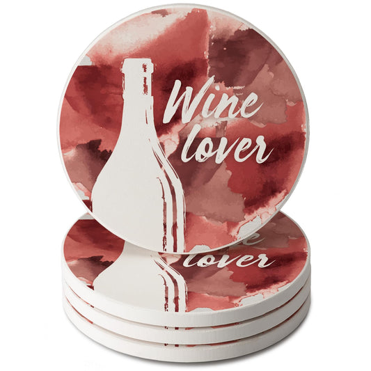 Thirstystone Wine Lover 4 Pack Round Absorbent Stone Coasters 4" Diameter Manufactured in the USA
