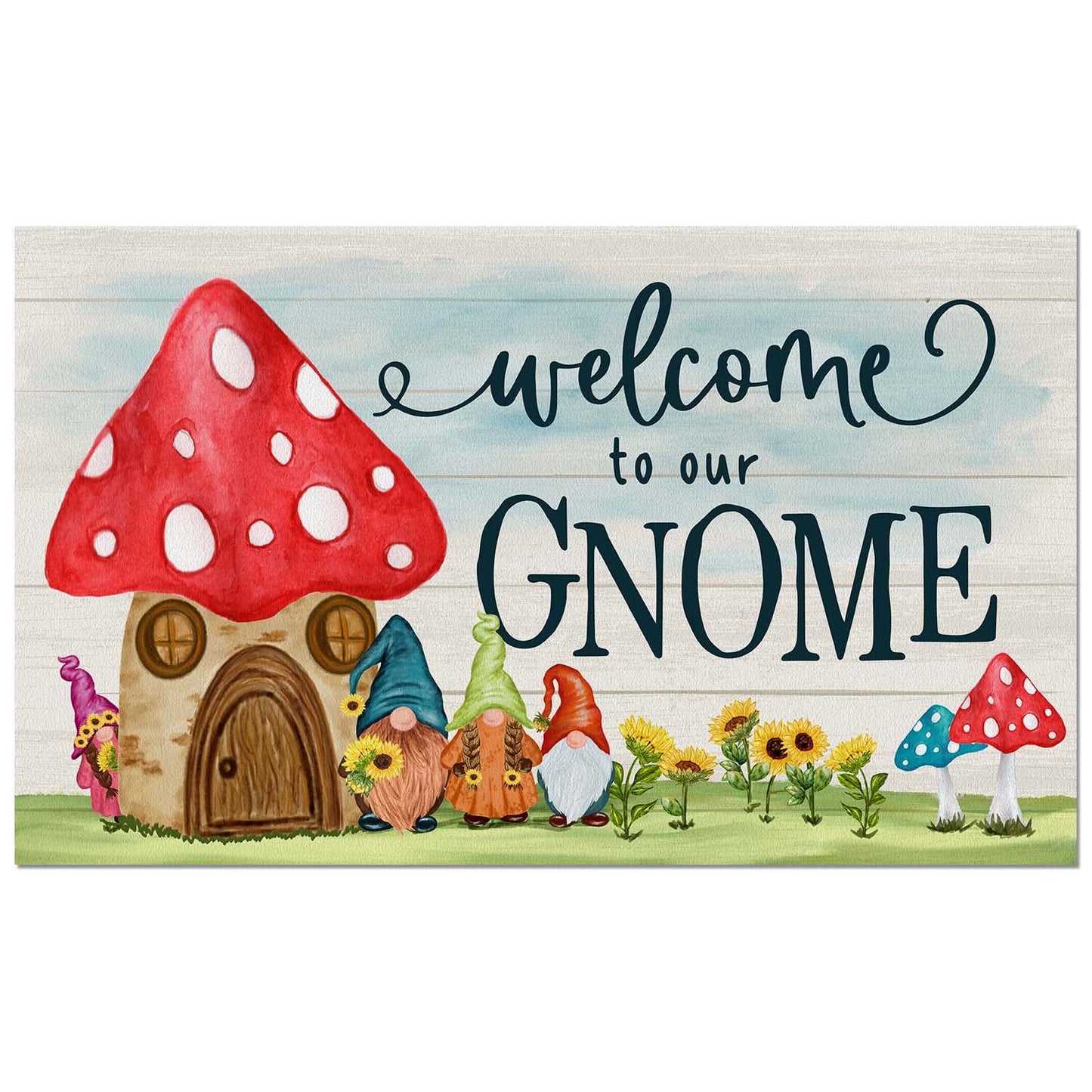 Counterart Welcome to Our Gnome Indoor/Outdoor Entryway Floor Mat Manufactured in the USA 29.5" by 17.75"