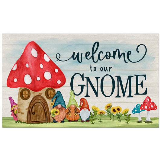 Counterart Welcome to Our Gnome Indoor/Outdoor Entryway Floor Mat Manufactured in the USA 29.5" by 17.75"