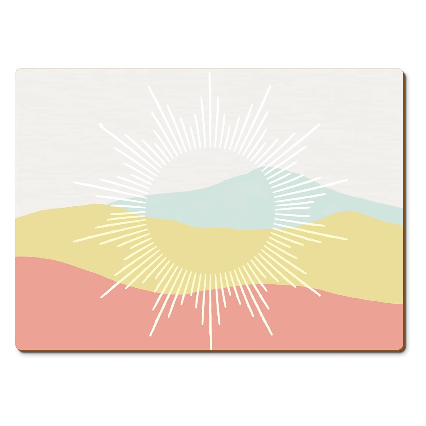 CounterArt Mohave Sun Rays Premium Decorative Hardboard Tabletop Placemats 4-Pack Manufactured in The USA Heat Tolerant and Easily Wipes Clean