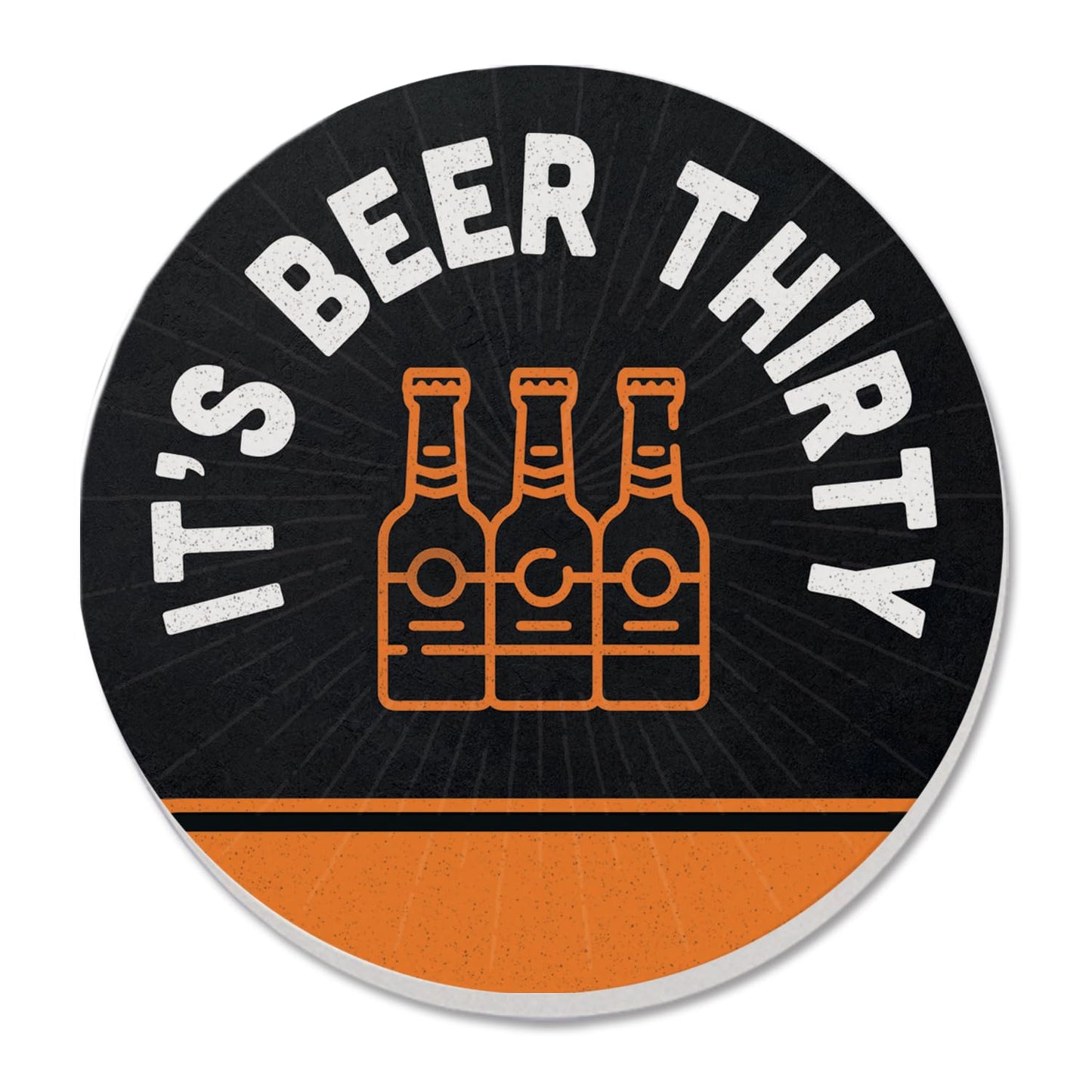 Thirstystone Beer Thirty Single Round Absorbent Stone Coaster with Protective Cork Backing Manufactured in The USA 4" Diameter