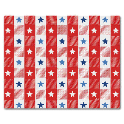 CounterArt Patriotic Picnic 3mm Tempered Glass Cutting Board 15” x 12” Manufactured in the USA