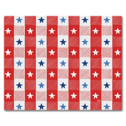 CounterArt Patriotic Picnic 3mm Tempered Glass Cutting Board 15” x 12” Manufactured in the USA
