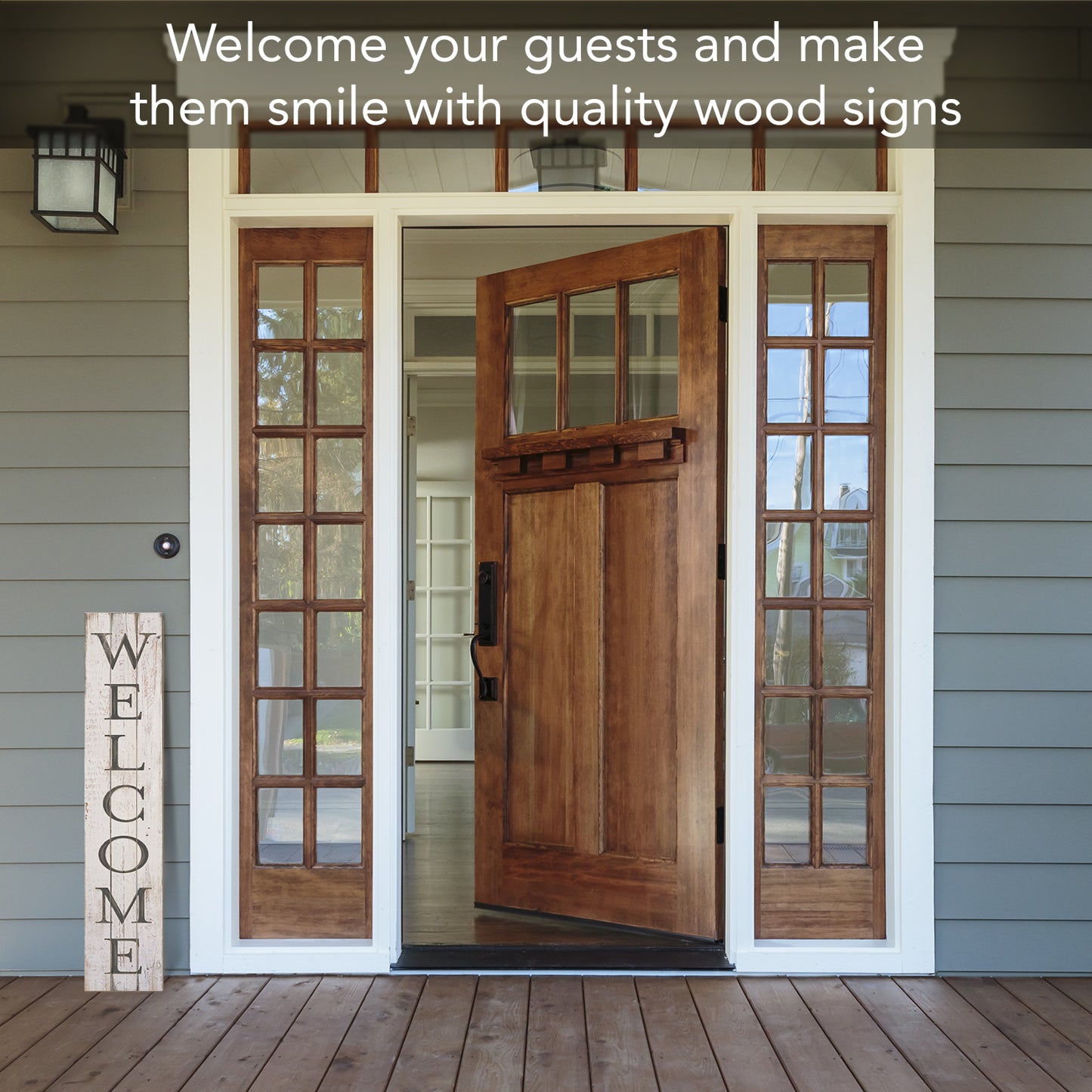 Highland Home "Welcome" Vertical Decorative Indoor/Outdoor Pallet Wood Sign 36" by 7.5" Made in the USA