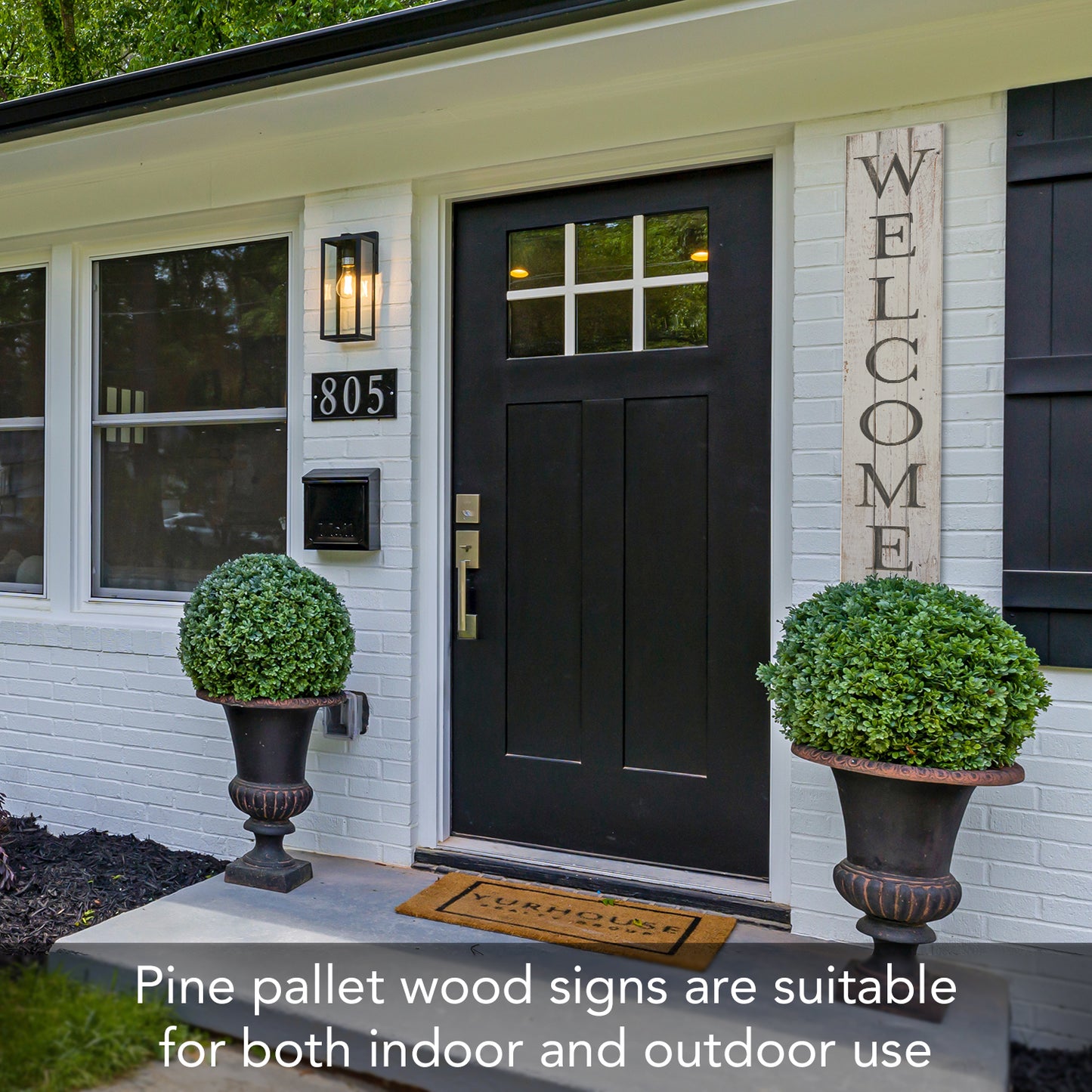 Highland Home "Welcome" Vertical Decorative Indoor/Outdoor Pallet Wood Sign 36" by 7.5" Made in the USA