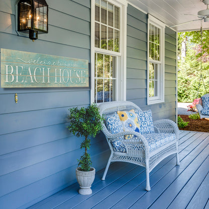 Highland Home "Welcome To Our Beach House" Decorative Indoor/Outdoor Pallet Wood Sign 36" by 7.5" Made in the USA