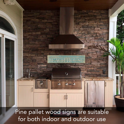Highland Home "Welcome To Our Beach House" Decorative Indoor/Outdoor Pallet Wood Sign 36" by 7.5" Made in the USA