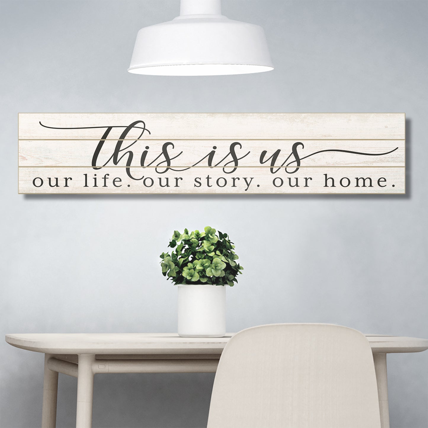 Highland Home "This Is Us Our Life Our Story Our Home" Decorative Indoor/Outdoor Pallet Wood Sign 36" by 7.5" Made in the USA
