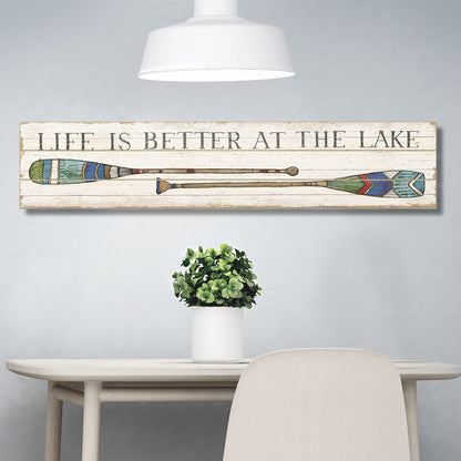 Highland Home "Life Is Better At The Lake" Decorative Indoor/Outdoor Pallet Wood Sign 36" by 7.5" Made in the USA
