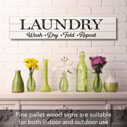 CounterArt Laundry Rules Horizontal Decorative Indoor/Outdoor Pallet Wood Sign 36" by 7.5" Made in the USA