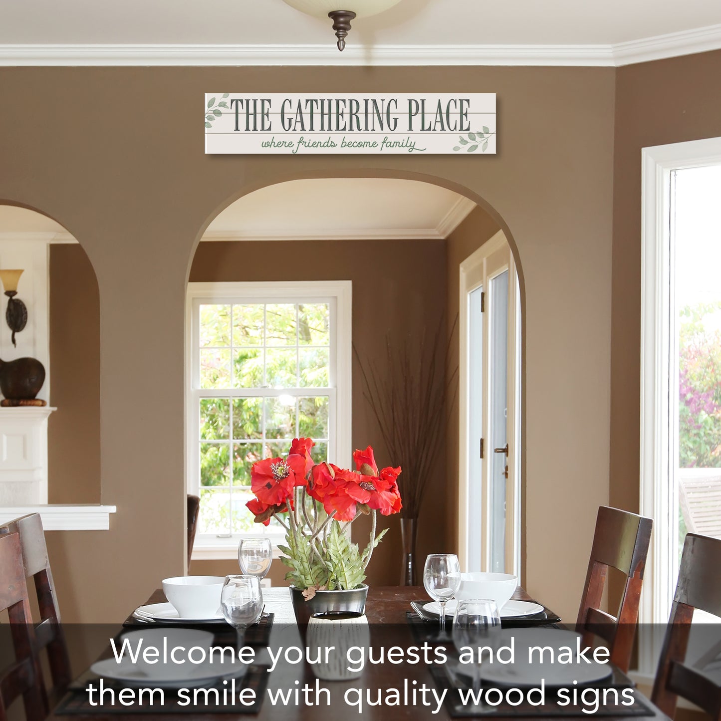 CounterArt The Gathering Place Horizontal Decorative Indoor/Outdoor Pallet Wood Sign 36" by 7.5" Made in the USA