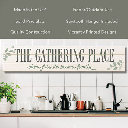 CounterArt The Gathering Place Horizontal Decorative Indoor/Outdoor Pallet Wood Sign 36" by 7.5" Made in the USA
