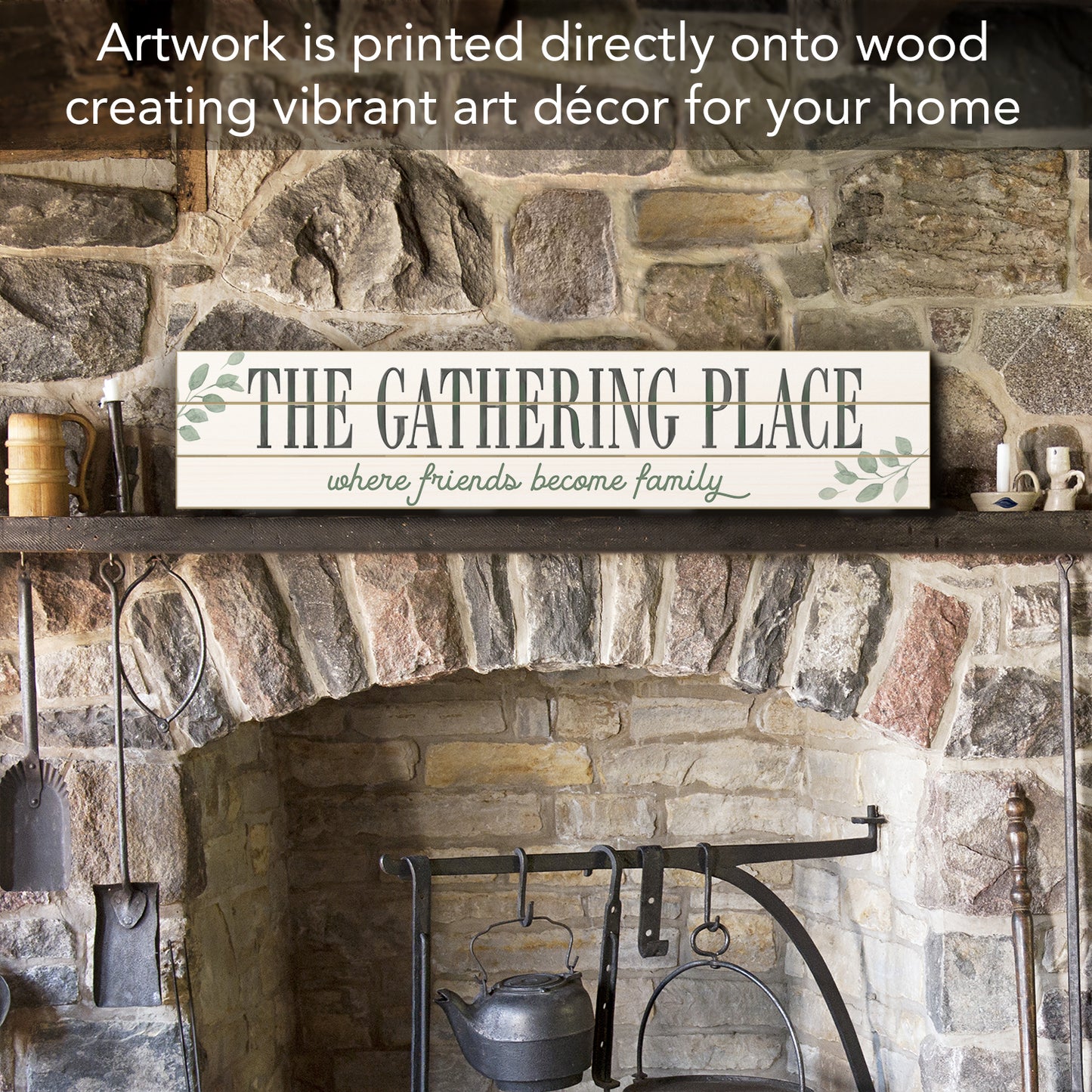 CounterArt The Gathering Place Horizontal Decorative Indoor/Outdoor Pallet Wood Sign 36" by 7.5" Made in the USA