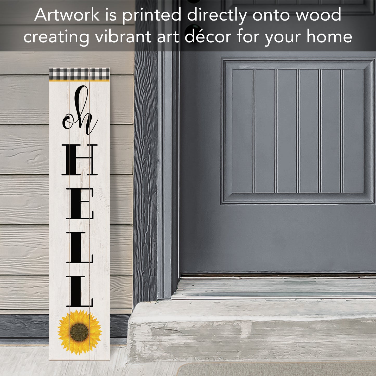 CounterArt "Oh Hello" Vertical Decorative Indoor/Outdoor Pallet Wood Sign 36" by 7.5" Made in the USA