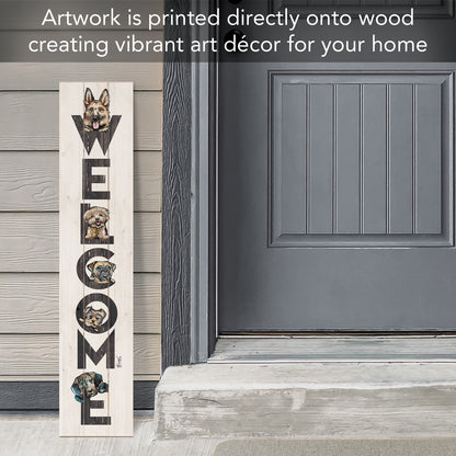 CounterArt "All Dogs Welcome" Vertical Decorative Indoor/Outdoor Pallet Wood Sign 36" by 7.5" Made in the USA