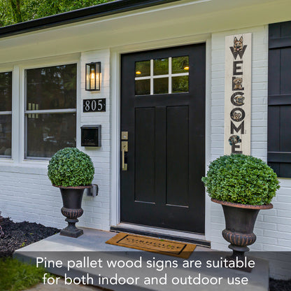 CounterArt "All Dogs Welcome" Vertical Decorative Indoor/Outdoor Pallet Wood Sign 36" by 7.5" Made in the USA