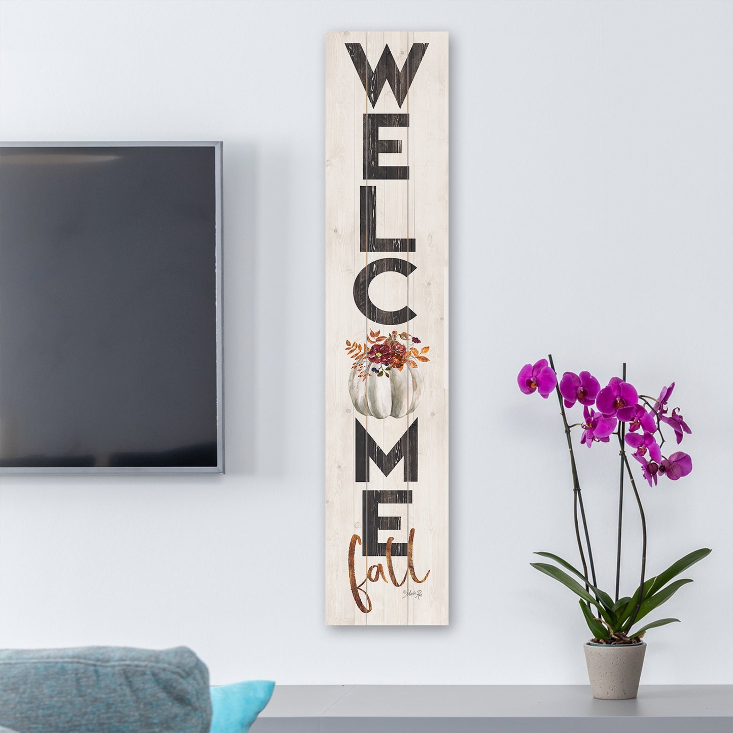 CounterArt "Welcome Fall" Vertical Decorative Indoor/Outdoor Pallet Wood Sign 36" by 7.5" Made in the USA