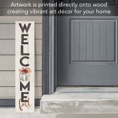 CounterArt "Welcome Fall" Vertical Decorative Indoor/Outdoor Pallet Wood Sign 36" by 7.5" Made in the USA