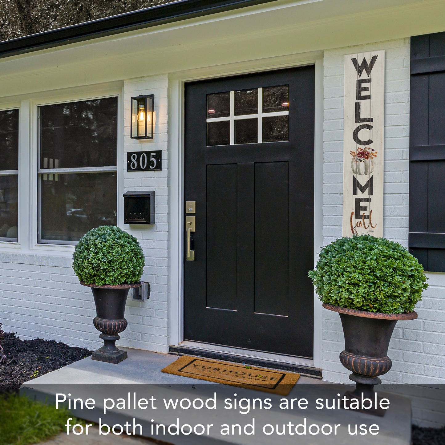 CounterArt "Welcome Fall" Vertical Decorative Indoor/Outdoor Pallet Wood Sign 36" by 7.5" Made in the USA