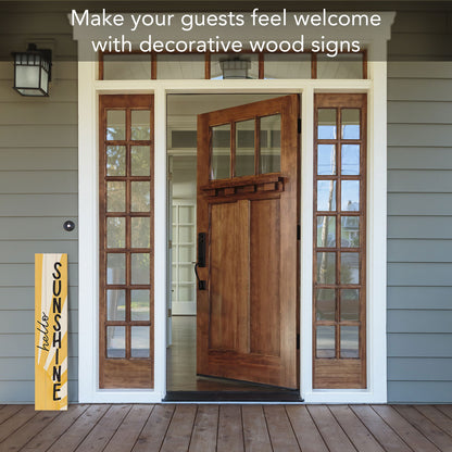 "Hello Sunshine" Vertical Decorative Indoor/Outdoor Pallet Wood Welcome Sign 36" by 7.5"