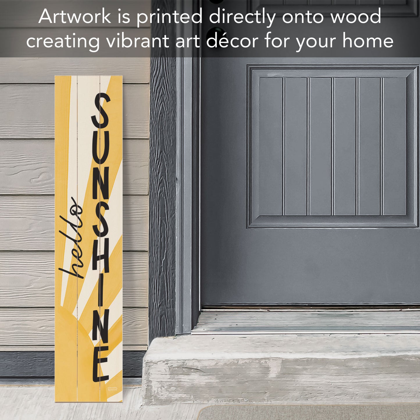 "Hello Sunshine" Vertical Decorative Indoor/Outdoor Pallet Wood Welcome Sign 36" by 7.5"
