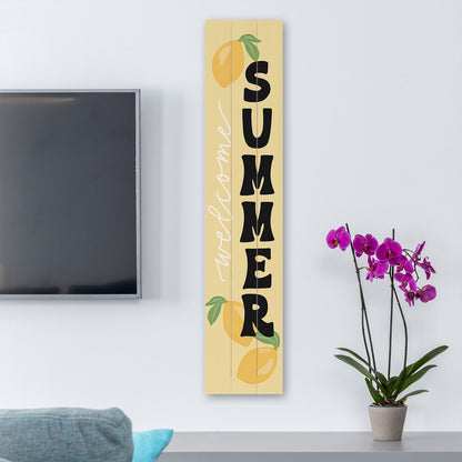 "Welcome Summer" Vertical Decorative Indoor/Outdoor Pallet Wood Welcome Sign 36" by 7.5"