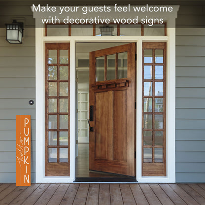 "Hello Pumpkin" Vertical Decorative Indoor/Outdoor Pallet Wood Welcome Sign 36" by 7.5"