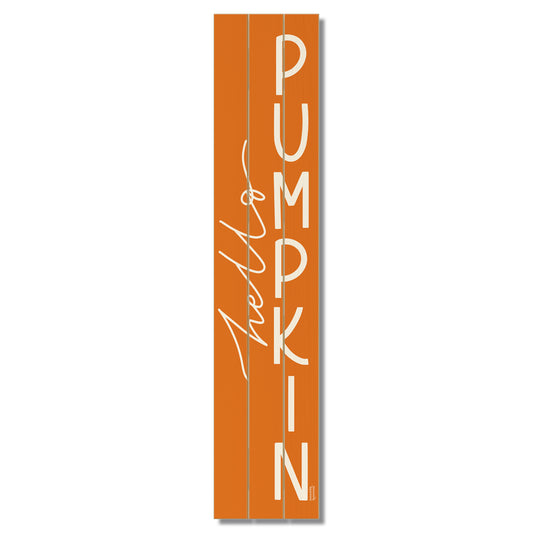"Hello Pumpkin" Vertical Decorative Indoor/Outdoor Pallet Wood Welcome Sign 36" by 7.5"