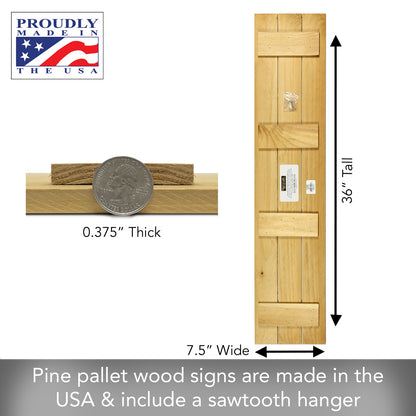 "Merry & Bright" Vertical Decorative Indoor/Outdoor Pallet Wood Welcome Sign 36" by 7.5"