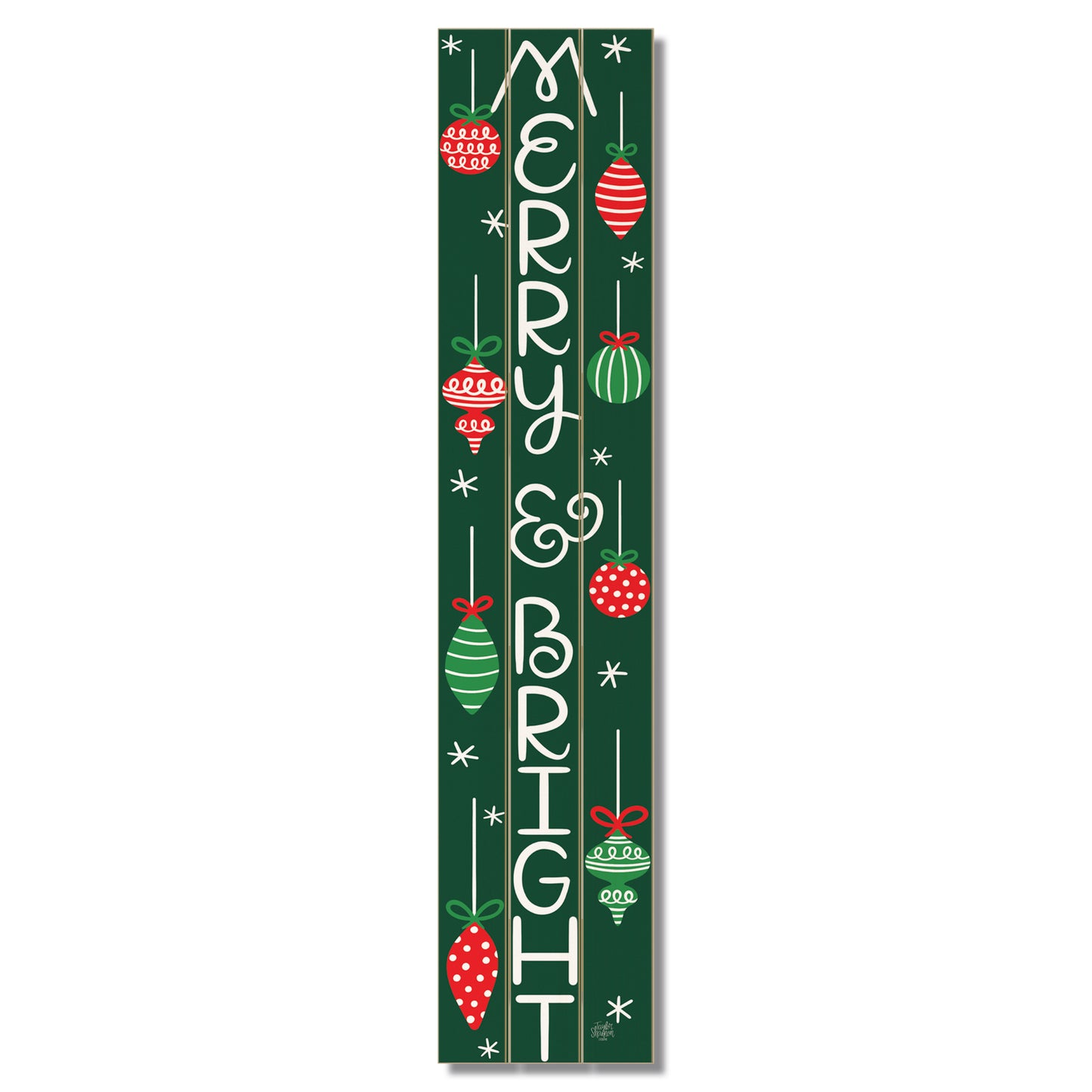 "Merry & Bright" Vertical Decorative Indoor/Outdoor Pallet Wood Welcome Sign 36" by 7.5"
